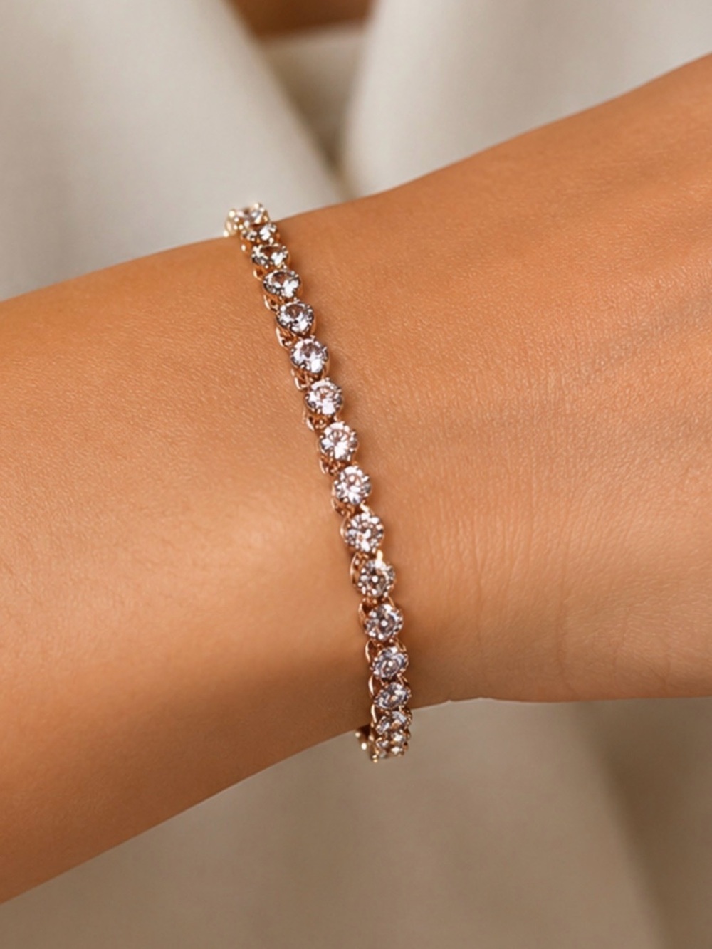 Gold-Tone Crystal Tennis Bracelet - Women Jewelry NEW gold plated